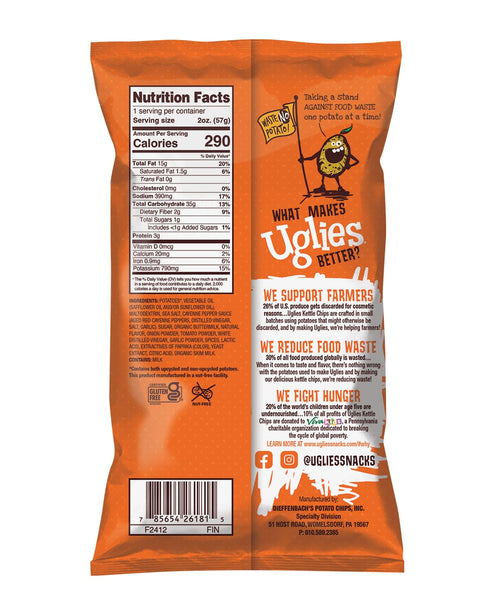 2 Oz. Pack 24 UGLIES Buffalo Ranch Kettle-Cooked Potato Chips, Gluten-Free Snacks, Kosher-Friendly, Non-GMO Snacks