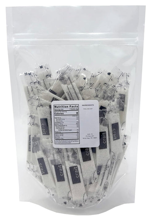 Packets Packs 2 (Pack 100) French Gray Sea Salt Single Serve Sea Salt Single Use Individual Salt, Morning Salt