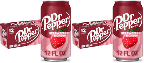 Dr Pepper Strawberries and Cream Soda, 12 fl. oz. Cans, 12 Pack
