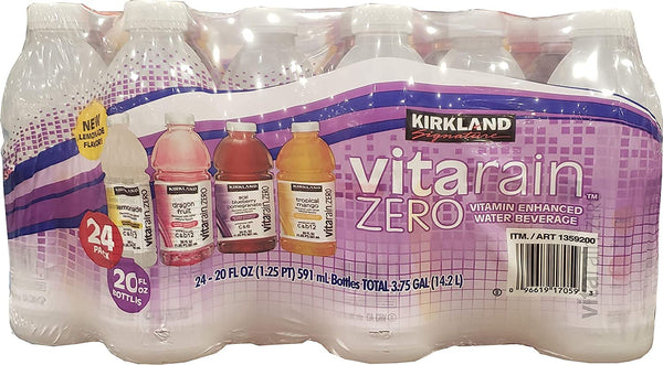 KIRKLAND SIGNATURE Vita Rain Zero Variety Water Beverage 24/20 Fl Oz Bottles Net