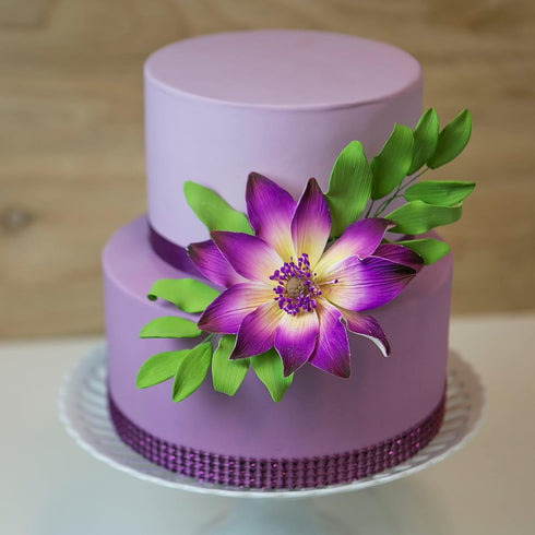 3 Count Global Sugar Art Tranquil Water Sugar Cake Flowers, Purple by Chef Alan Tetreault