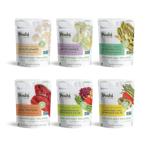 POSHI Marinated Vegetables Variety Pack | All Natural, Fully Cooked, Ready-to-Eat, Keto,