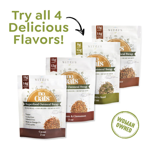 2oz (Pack 6), Witzi's No Oats Oatmeal Alternative, Cardamom & Cinnamon, of Made with Chia Seeds, Cinnamon & Cardamom