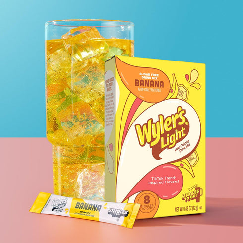 Pack 6 8 Count 48 Wyler's Light Banana Singles To Go - of - Powdered Drink Mix - Low Calorie - Sugar Free - Boxes