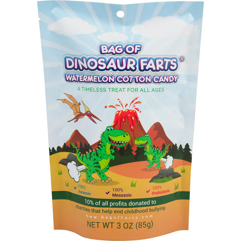 Bag Of Dinosaur Farts Watermelon Cotton Candy - Funny Gag Gift for All Ages, 3 ounces / 1 pack