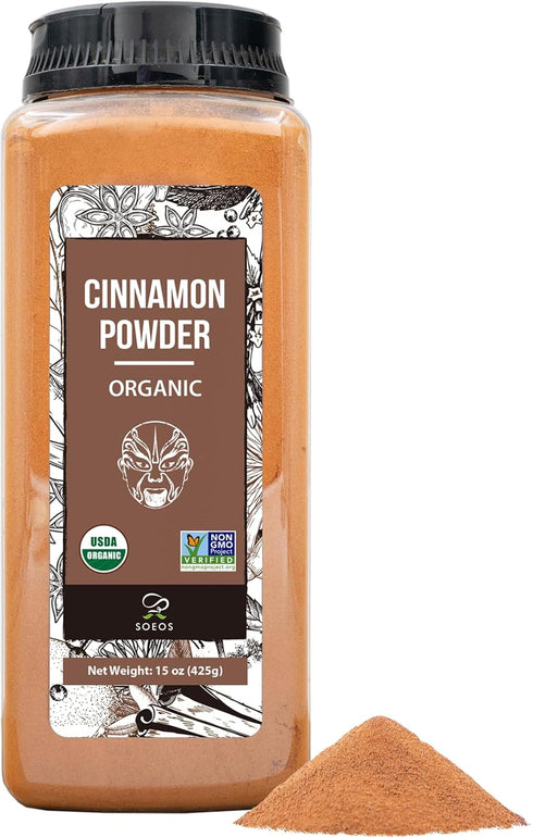 Soeos Organic Cinnamon Powder, 15 oz (425g), Freshly Ground, Premium Aroma, Bold