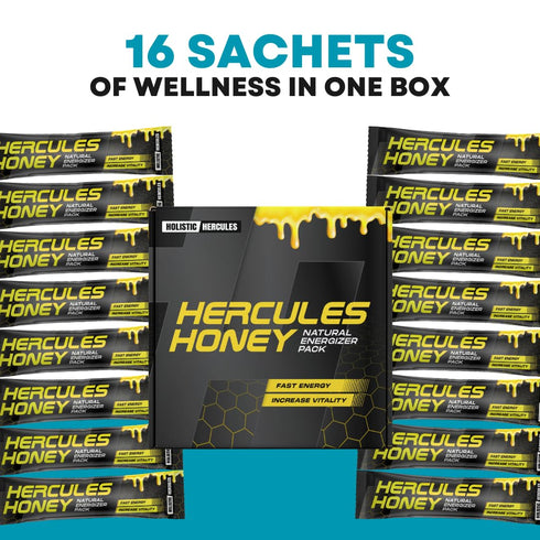 Hercules Honey Herbal & Fruit Infused Honey Blend for Men | With Shilajit, Tongkat Ali, Goat Weed, Saffron & Pine Bark