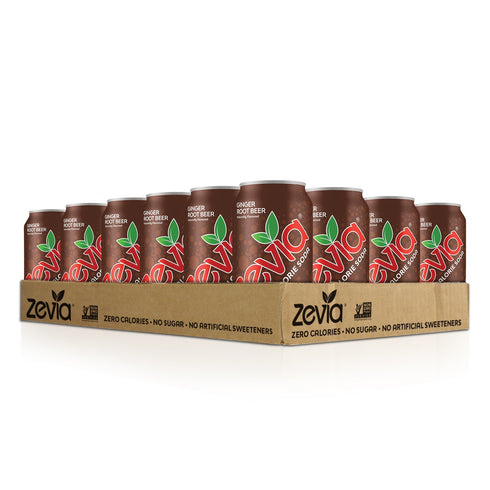 Zevia 12 16 Zero Calorie Soda, Ginger Root Beer and Cream Soda, and Ounce Cans