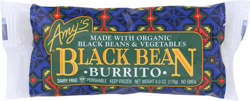 Amy's Frozen Black Bean Burrito, Vegan, Made with Organic Beans and Vegetables,