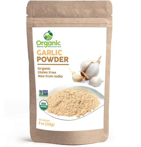 SHOPOSR Organic Garlic Powder | 8 oz (226g) | 100% Raw and Natural | USDA Organic & Non-GMO | Resealable Kraft Bag |