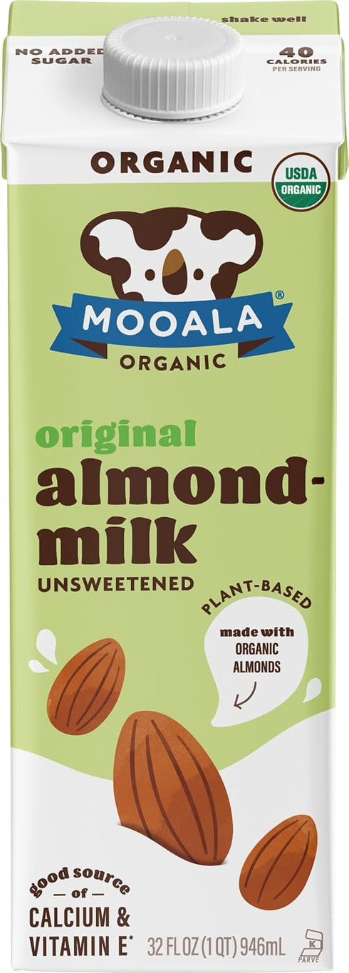 Mooala Brands Plant Based Beverage, Unsweetened Original Almondmilk (6 Pack) | Organic
