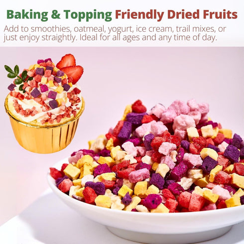 4.23oz(120g) Freeze Dried Mixed Fruit Snacks - Crunchy Dried Fruit Mix with Strawberry, Dragon Fruit, Purple Sweet