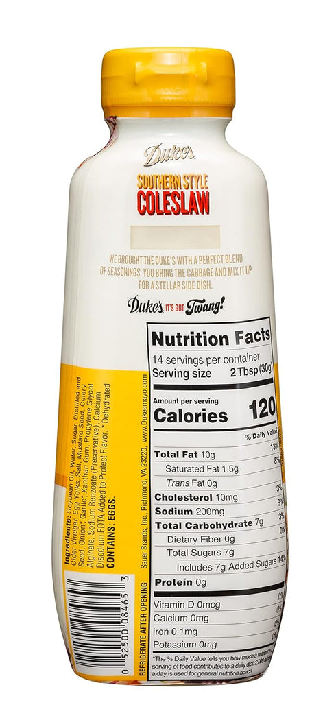 14 (Pack 1) Dukes Southern Style Coleslaw Dressing Tangy & Classic, Ounce