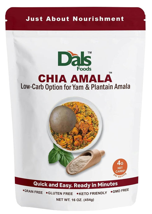 Dals Foods Healthy Nutritious Fufu, Chia Amala | 100% Natural Flour, Low-Carb, Plant-Based Fiber