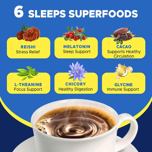 (20 JUYIHEAL Mushroom Hot Cocoa Powder with Melatonin, Reishi, Glycine, Cacao, L-Theanine, Chicory for Calm and Relax