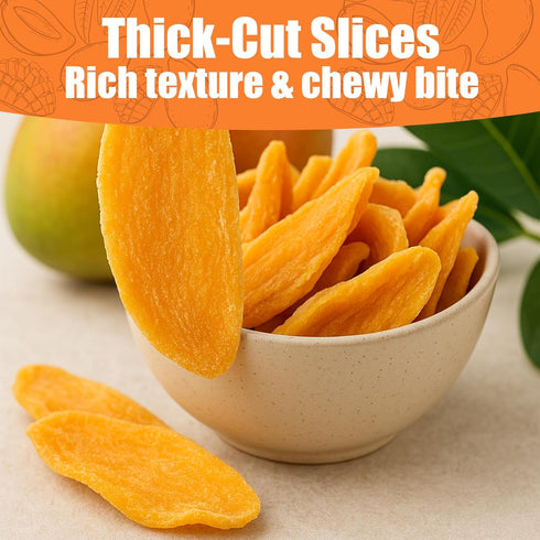 Nahasahr 36oz (2.25 lb) Dried Mango Large Bulk - Soft and Chewy Mango Slices, Natural Fruit Snack, Resealable Bulk Bag