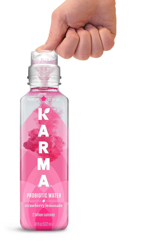 12 Pack, Immune Karma Probiotic Water - Strawberry Lemonade Drink - & Gut Health Support