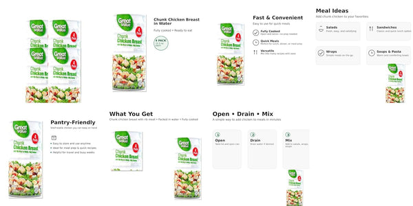 Great Value Chunk Chicken Breast in Water - Fully Cooked & Ready to Eat