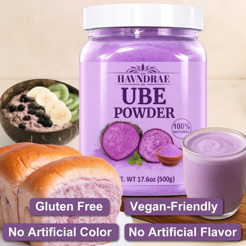 17.6 oz 500g Premium Ube Powder, Pure Purple Yam, Purple Sweet Potato Powder for Natural Food Coloring, Baking