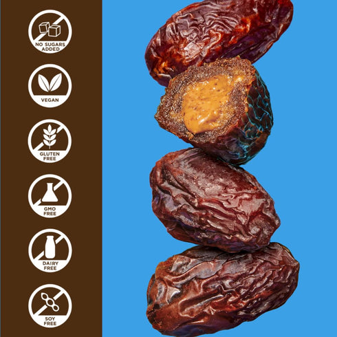 (10 Pack) Realsy Peanut Butter Stuffed Medjool Dates, Organic Dates with No Sugar Added, Gluten-Free, Vegan, Good
