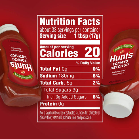 20-oz. (Pack 12) Hunts Tomato Ketchup, Squeeze Bottle