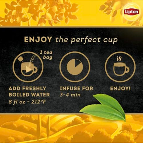 80 (20ct Pack 4) Lipton Black Tea Lemon, Pyramid Tea Bags, Flavored Teabags for a Refreshing Cup of Tea, Total Tea Bags