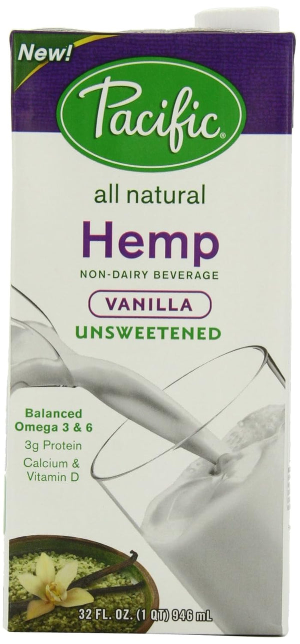 Pacific Natural Unsweetened Hemp Milk, Vanilla, 6 Count