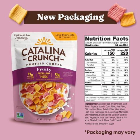 11g 8 oz. (Pack 1) (Packaging Catalina Crunch Protein Cereal - Sugar Free Breakfast Cereal with of Protein - Gluten
