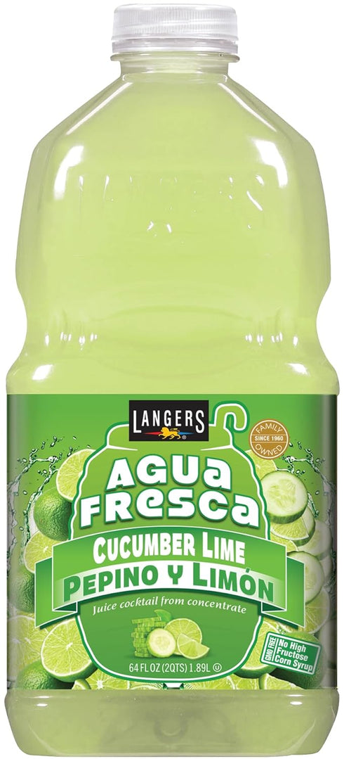 Langers Agua Fresca, Pepino y Limn (Cucumber Lime), 64 Fl Oz (Pack