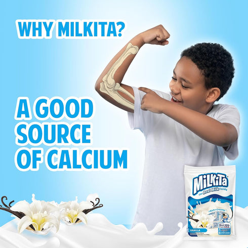 Milkita Creamy Shake Candy Bag, Gluten Free Chewy Candies with Calcium & Real Milk, Zero Trans Fat, Low-Sugar, Vanilla