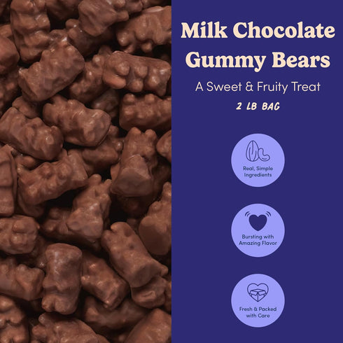 Gummy 2 Nuts.com Milk Chocolate Bears Pound Bag, Tasty Snack for Adults and Kids For Parties, Office Functions, Holiday
