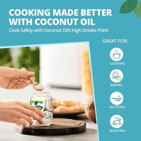 16oz Heaven & Earth USDA Organic Unrefined Virgin Coconut Oil, | Glass Jar | Cold Pressed | Coconut Oil for Cooking