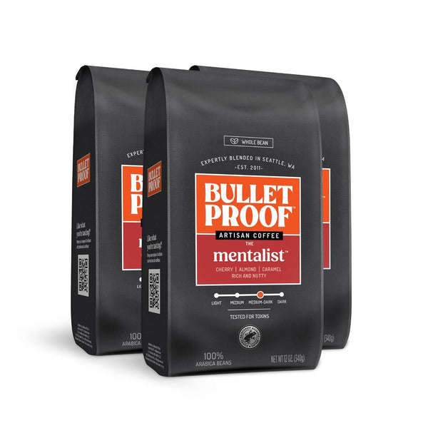 Bulletproof The Mentalist Medium-Dark Roast Whole Bean Coffee, 12 Ounces (Pack of