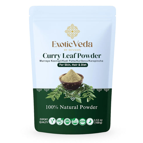 Exotic Veda Curry Leaf Powder Kadi Patta (Murraya koenigii) | Vegan, NonGMO,