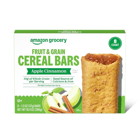 Amazon Grocery, Apple Cinnamon Fruit & Grain Cereal Bars, 1.3 Oz, 8