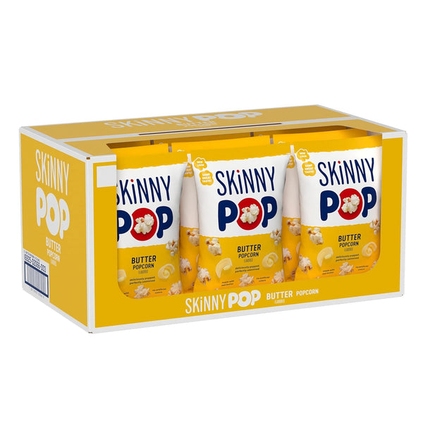 SkinnyPop Popcorn, Butter, Made with Real Butter, Whole Grain Snack, 4.4oz Bags