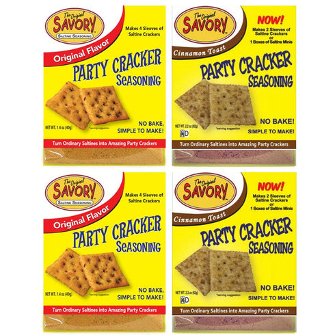 Savory Saltine Seasoning - 1.4 Ounce Savory & Sweet Sampler Set, 2 Flavors, 4 Pack