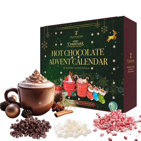 Hot Chocolate Advent Calendar 2025 - Gourmet Luxury 24 Hot Chocolate Selection