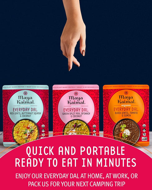 12 pack 10oz Maya Kaimal Foods - Organic Indian Everyday Dal - variety of Ready to Eat Meals - Fully Cooked - Vegan