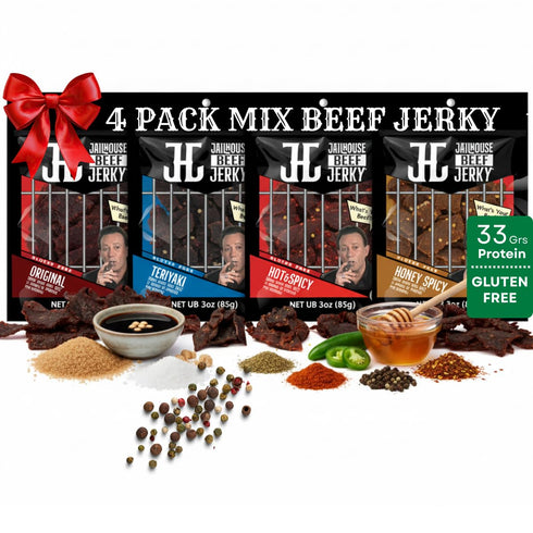 JailHouse Beef Jerky Mix Pack | High-Protein Snacks for adults, Gluten-Free Jerky