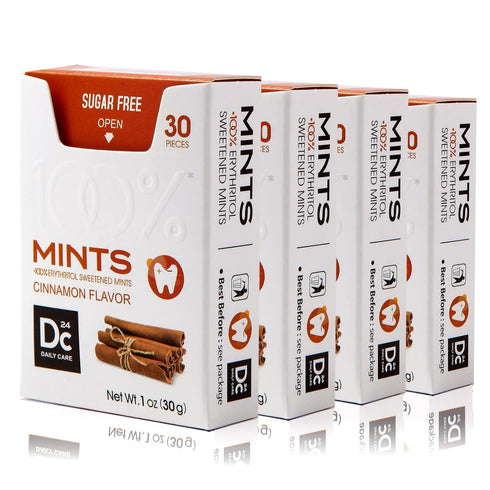 DC24 DAILY CARE 100% Erythritol Breath Mints, 0-Calorie,Sugar Free, Natural Cinnamon, Gluten