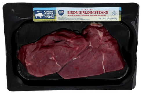 Great Range Bison Rocky Mountain Great Range, Bison Sirloin Steaks, 12 oz