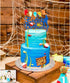 Glorymoment Birthday Fishing Cake Toppers, Glitter Blue Bobber Double Sided Cake Topper for Fisherman Party Supplies