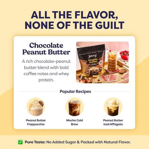 100% 80 20 Chocolate Peanut Butter Protein Iced Coffee - Premium Whey Protein & Instant Iced Coffees - Natural Cold