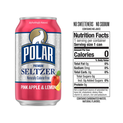 POLAR 12 oz 12 pack Seltzer Water, Pink Apple & Lemon, fl cans