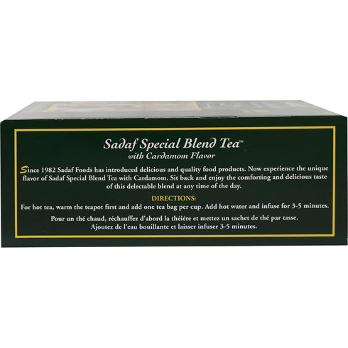 100 (Pack 1) Sadaf Cardamom Tea Bags | Special Blend Cardamom Ceylon Black Tea | Quicktea Product harvested in Sri
