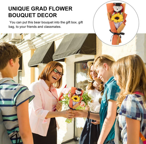 11.02 4.72 3.54 Inch 2026 PRETYZOOM Graduation Bear Bouquet x x Artificial Sunflower Bear Graduation Party Decoration