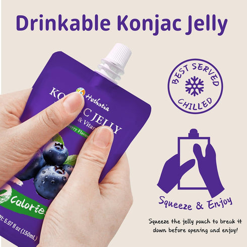 (26g) 16 Count Hethstia Blueberry Konjac Jelly Pouch + High Protein Ramen Cups, Vegan Plant-Based Low Sugar