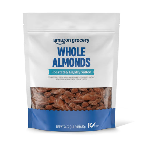Amazon Grocery, Whole Almonds, Roasted & Lightly Salted, 24 Oz (Previously Happy