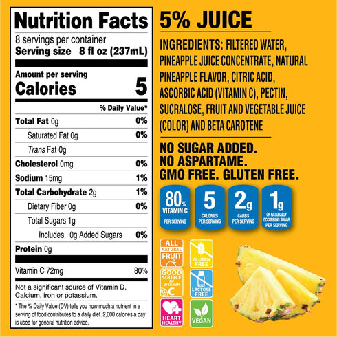 5 64 Oz (Pack 8) Langers Cal Pineapple Juice Cocktail, Fl